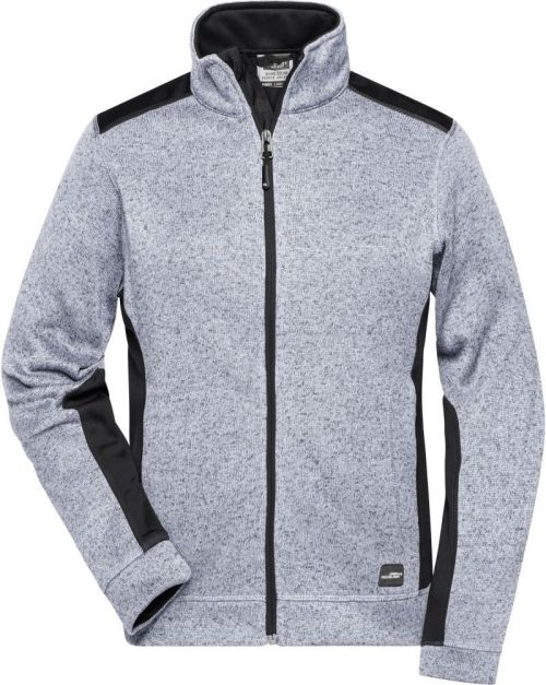 Damen Workwear Strickfleece Jacke - Strong JN 861 – Daiber in White Melange/Carbon