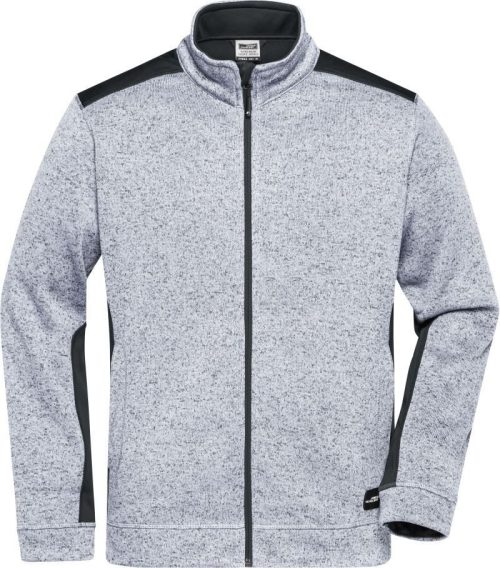 Herren Workwear Strickfleece Jacke - Strong JN 862 – Daiber in White Melange/Carbon