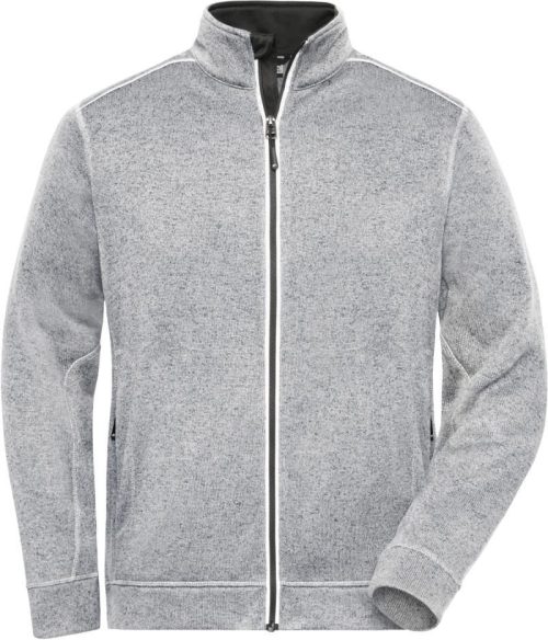 Herren Workwear Strickfleece Jacke - Solid JN 898 – Daiber in White Melange/Carbon