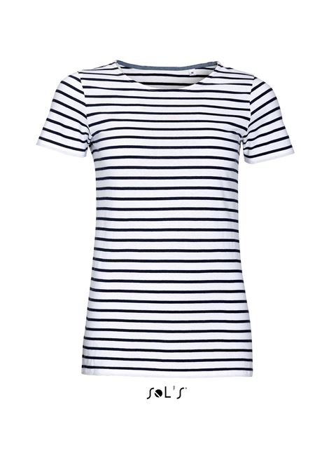 Sol's Miles Women - Round Neck Striped T-Shirt – SOL'S in White/Navy