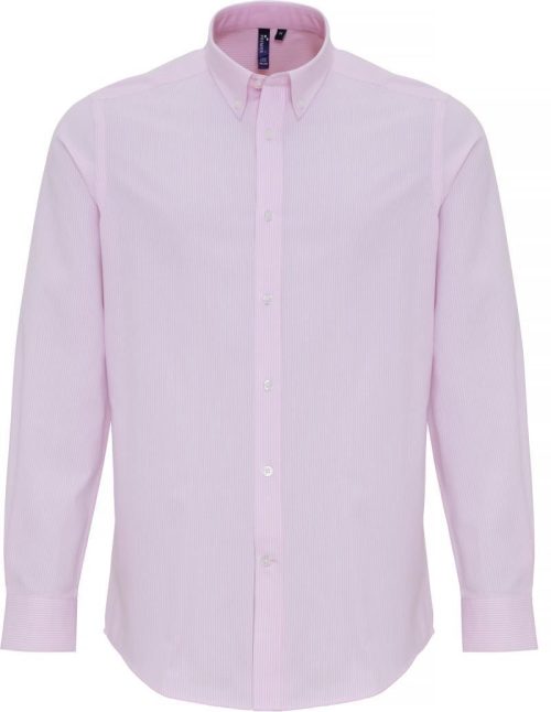 Men’s Cotton Rich Oxford Stripes Shirt – Premier in White/Navy