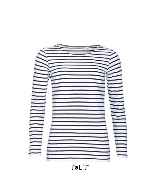 Sol's Marine Women - Long Sleeve Striped T-Shirt – SOL'S in White/Navy