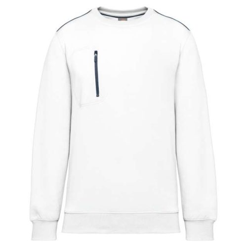 Unisex Daytoday Contrasting Pocket Sweatshirt – Designed To Work in White/Navy