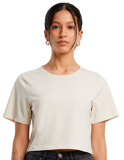 Schweres Damen Crop Top BY 042 – Build your Brand in White Sand